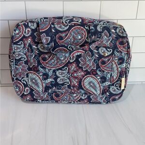 BAGSMART Large Travel Toiletry Travel Bag Paisley Print Blue White Burgundy